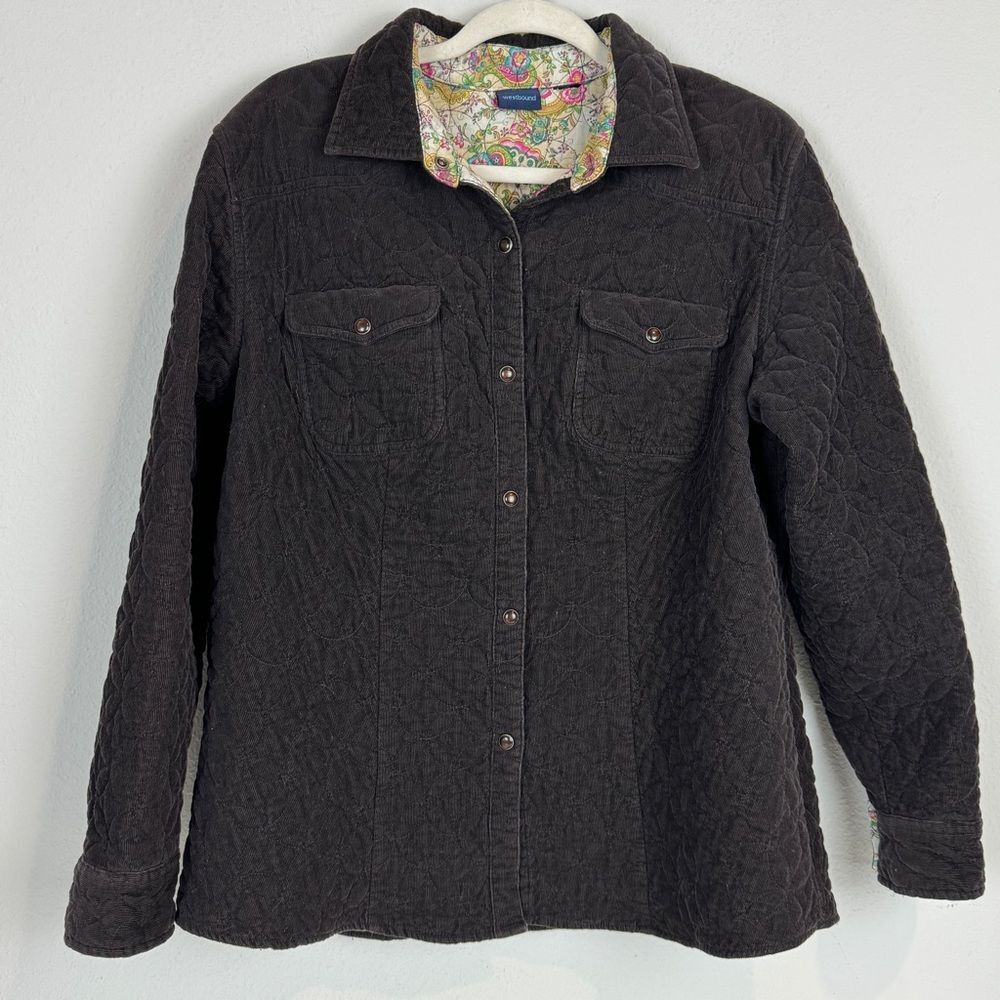 Vintage Westbound Brown Quilted Corduroy Snap Lined Shirt Jacket Shacket L
